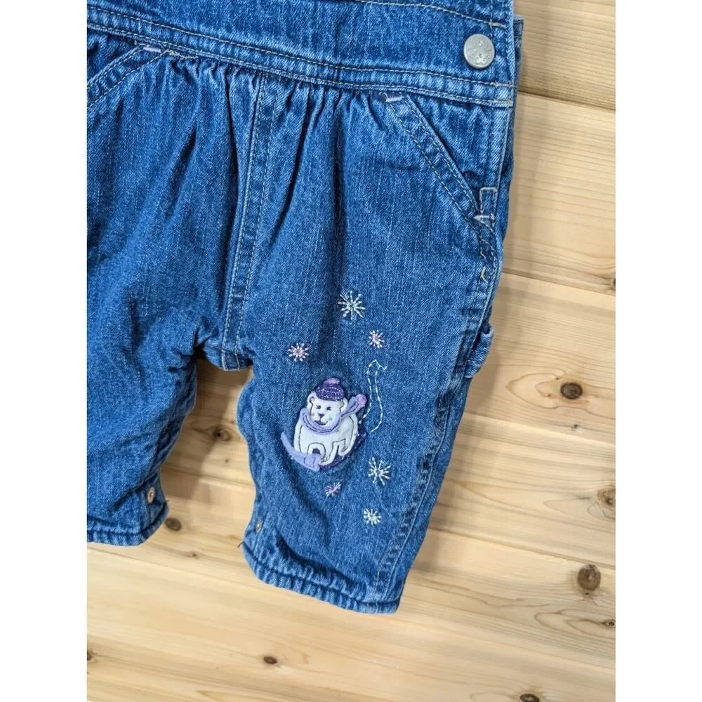 Vintage Oshkosh B'Gosh‎ Overalls 3 Months Purple Fleece Lined Polar Bear